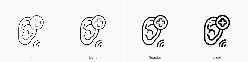 ear icon. Thin, Light, Regular And Bold style design isolated on white background vector