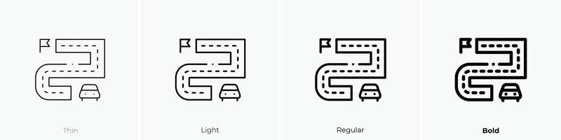 driving icon. Thin, Light, Regular And Bold style design isolated on white background vector