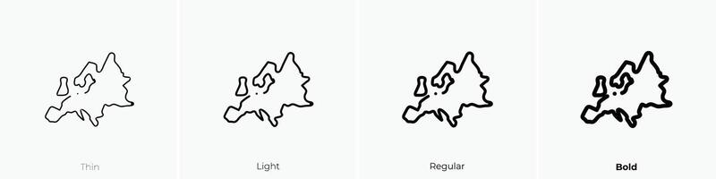 europe icon. Thin, Light, Regular And Bold style design isolated on white background vector