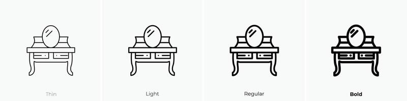 dressing table icon. Thin, Light, Regular And Bold style design isolated on white background vector