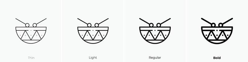 drum icon. Thin, Light, Regular And Bold style design isolated on white background vector