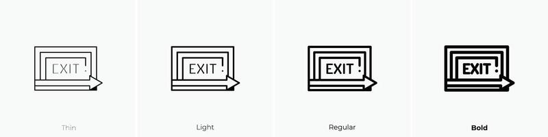 exit icon. Thin, Light, Regular And Bold style design isolated on white background vector