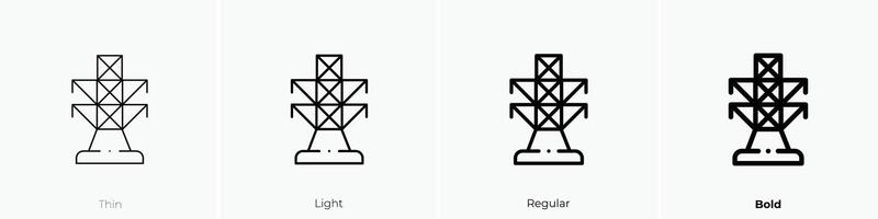 electricity tower icon. Thin, Light, Regular And Bold style design isolated on white background vector