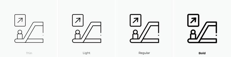 escalator icon. Thin, Light, Regular And Bold style design isolated on white background vector