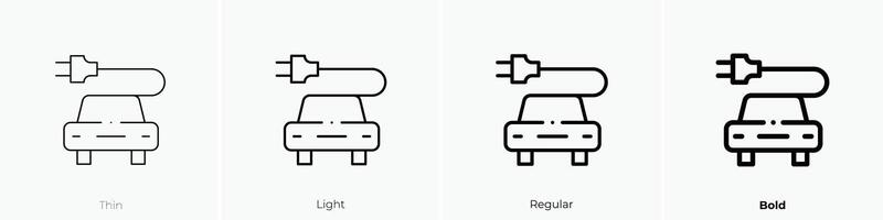 ev icon. Thin, Light, Regular And Bold style design isolated on white background vector