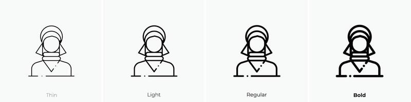 ethnic icon. Thin, Light, Regular And Bold style design isolated on white background vector