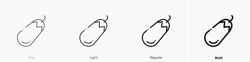 eggplant icon. Thin, Light, Regular And Bold style design isolated on white background vector