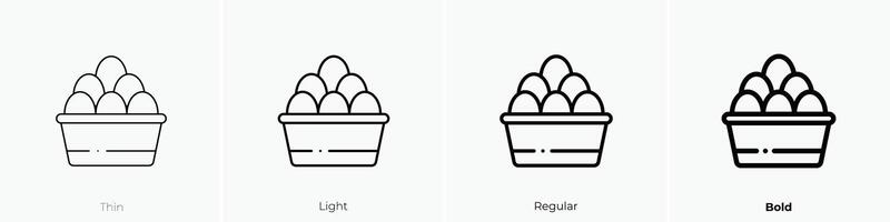 eggs icon. Thin, Light, Regular And Bold style design isolated on white background vector
