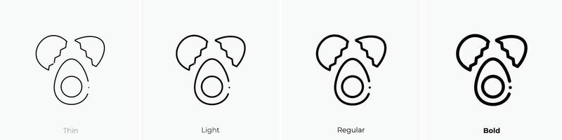 egg icon. Thin, Light, Regular And Bold style design isolated on white background vector