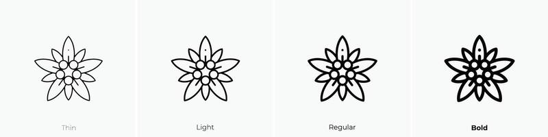 edelweiss icon. Thin, Light, Regular And Bold style design isolated on white background vector