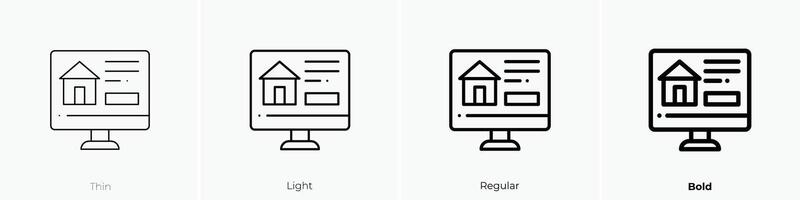 estate icon. Thin, Light, Regular And Bold style design isolated on white background vector