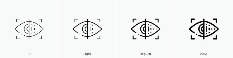 eye scan icon. Thin, Light, Regular And Bold style design isolated on white background vector