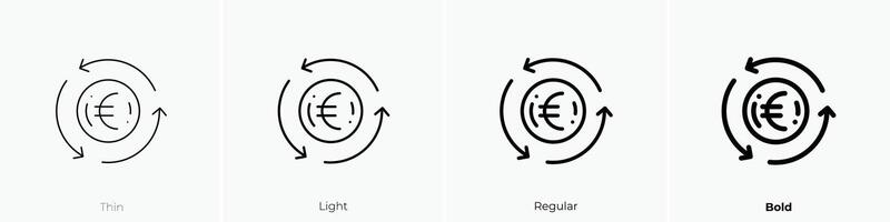 euro icon. Thin, Light, Regular And Bold style design isolated on white background vector