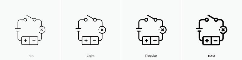 electrical circuit icon. Thin, Light, Regular And Bold style design isolated on white background vector