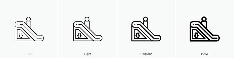 escalator icon. Thin, Light, Regular And Bold style design isolated on white background vector
