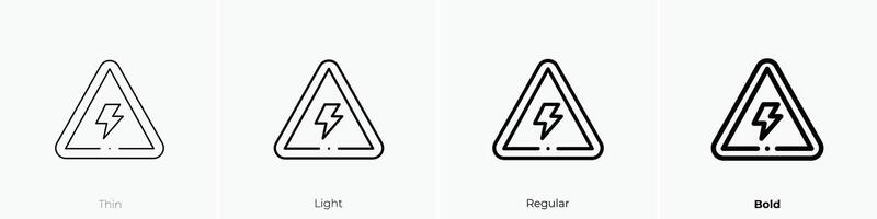 electric danger sign icon. Thin, Light, Regular And Bold style design isolated on white background vector