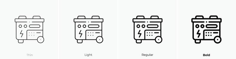 electric generator icon. Thin, Light, Regular And Bold style design isolated on white background vector