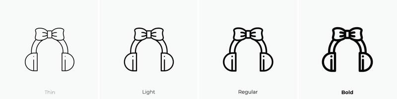 earmuffs icon. Thin, Light, Regular And Bold style design isolated on white background vector