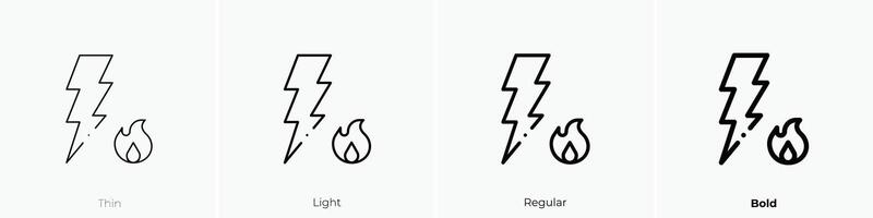 electric fire icon. Thin, Light, Regular And Bold style design isolated on white background vector