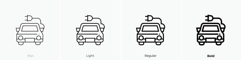 electric car icon. Thin, Light, Regular And Bold style design isolated on white background vector