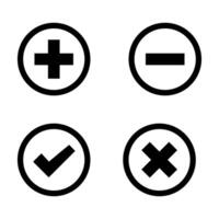 Set of icons is done, error and a cross. vector