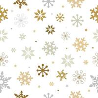 Winter pattern with snowflakes in gold and silver colors. vector