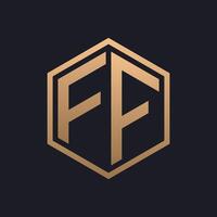Elegant Hexagon Letter FF Logo Design. Initial Luxurious FF Logo Template vector