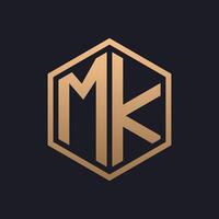 Elegant Hexagon Letter MK Logo Design. Initial Luxurious MK Logo Template vector