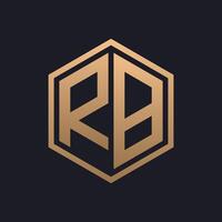 Elegant Hexagon Letter RB Logo Design. Initial Luxurious RB Logo Template vector