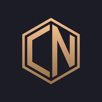 Elegant Hexagon Letter CN Logo Design. Initial Luxurious CN Logo Template vector