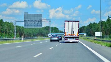 Warsaw, Poland. 15 July 2024. View of cars on the expressway S2, southern bypass of Warsaw in Wawer district. photo