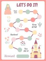 motivational game for children with a little princess castle and reward vector