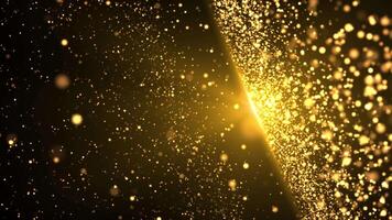 Abstract futuristic cyber world scene, sci-fi scene, glowing particle surface and flying gold dust, neon night scene, 4K digital science animation, seamless loop, flying in space. video