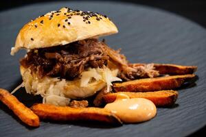 Pulled Pork of a pork shoulder photo
