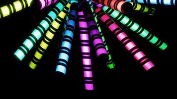 Neon rays flash against the dark background of VJ Loop video