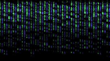 Abstract background of falling numbers and letters video