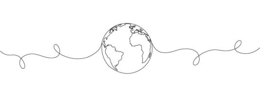 A continuous line drawing of the Earth. World map drawn with one line . illustration. vector