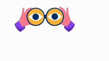 Hands holding binoculars and searching. Loop animation without background. video