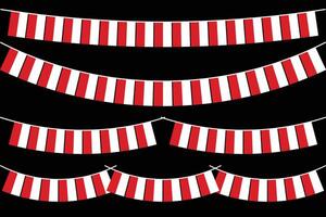 Rectangle Indonesian Bunting Flags Set Isolated on Black Background vector
