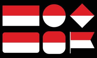 Collection of Indonesian Flag Isolated on Black Background vector