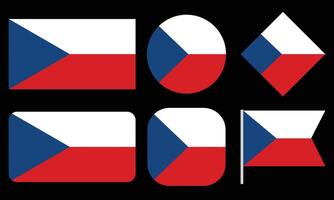 Collection of Czech Flag Isolated on Black Background vector