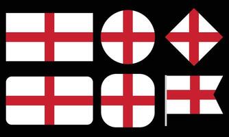 Collection of England Flag Isolated on Black Background vector