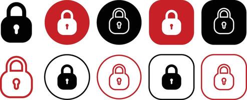 Secure Lock Icon Solid and Outline Icon Set vector