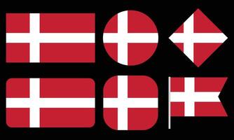 Collection of Denmark Flag Isolated on Black Background vector