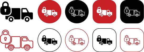 Truck Delivery Secured Icon Set Isolated on White Background vector