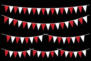 Triangle Indonesian Bunting Flags Set Isolated on Black Background vector