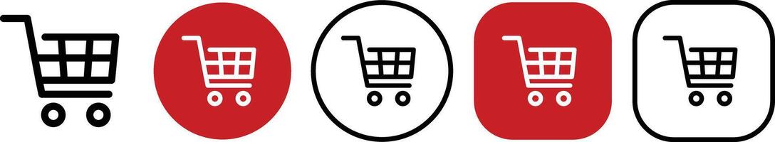 Shopping Cart Net Solid and Outline Icon Set vector