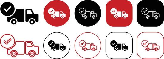 Truck Delivery Check Icon Set Isolated on White Background vector