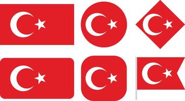 Collection of Turkey Flag Isolated on White Background vector
