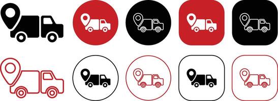 Truck Delivery Maps Icon Set Isolated on White Background vector